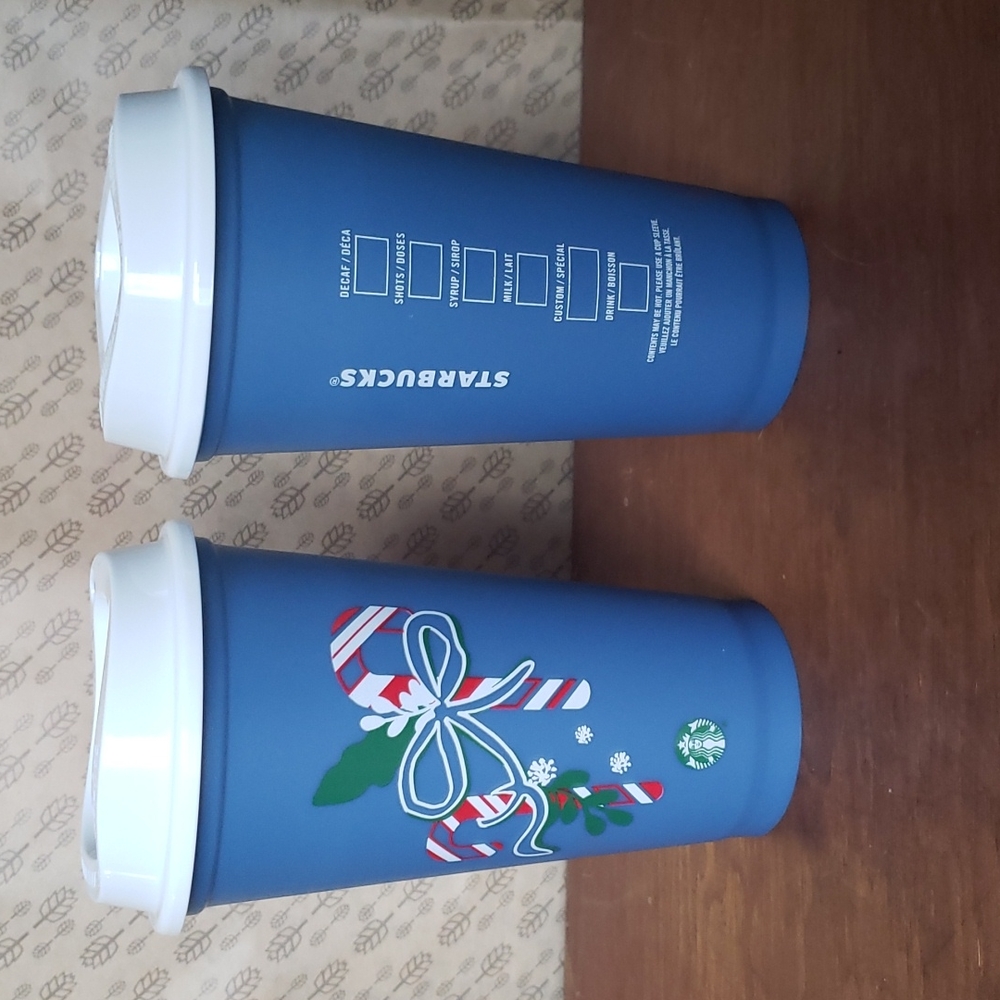 Starbucks, Reusable Holiday Candy Cane Hot Color Changing Cup, 2pk